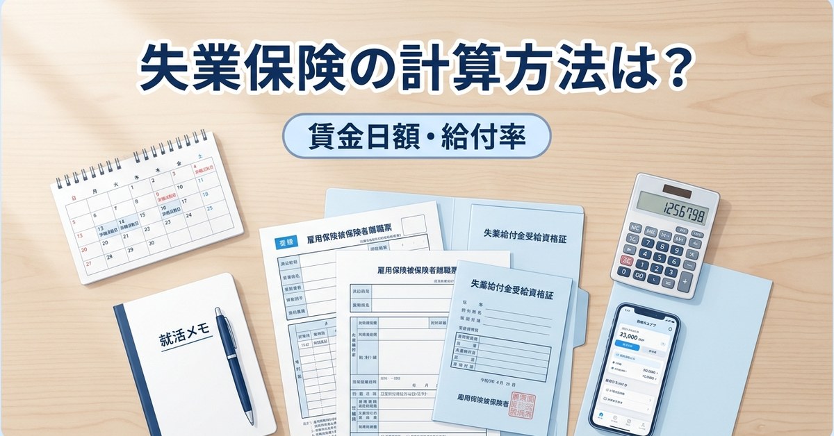 失業保険の計算方法を3ステップで解説（賃金日額・基本手当日額・給付総額）