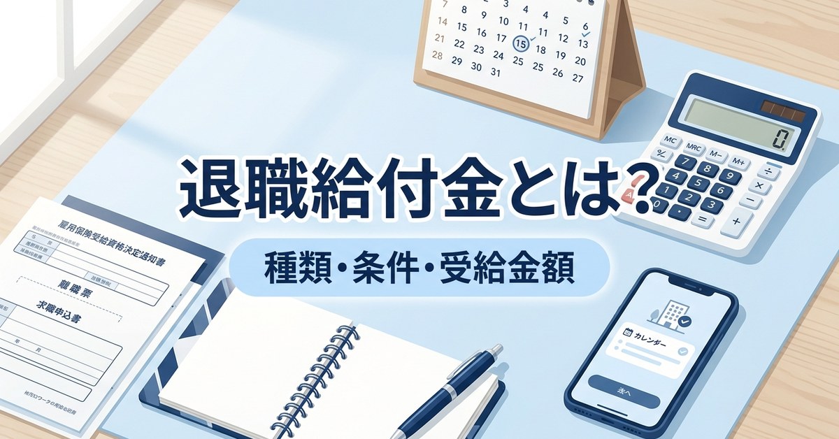 退職給付金の3制度（失業保険・傷病手当金・再就職手当）と最大28ヶ月のサポートを説明するメイン画像