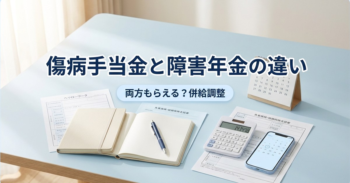 傷病手当金と障害年金の違いは？両方もらえるか・併給調整を解説