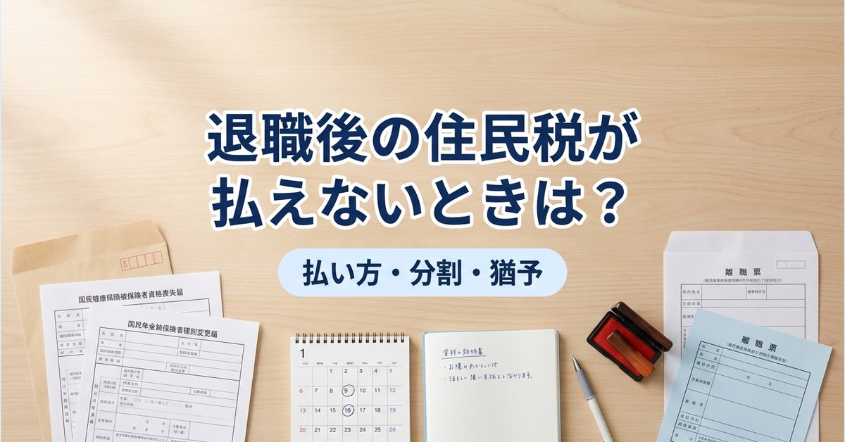 退職後の住民税が払えないときは？払い方・タイミング・猶予を解説